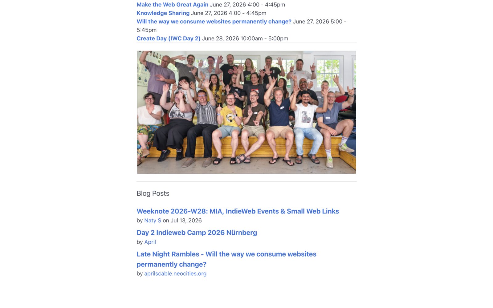Photos and notes from attendees on a past event page
